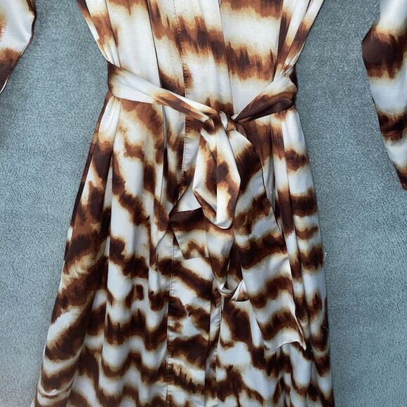 Natori Robe Womens Small Brown Animal Print Silky Satin Short Kimono Robe - Picture 3 of 11